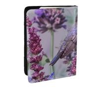 BNVSADC Bird in Purple Lavender Floral Flowers Printed Passport Holder Travel PU Leather Passport Cover Case Organiser for Men Women, 6.5 inch