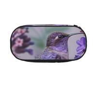 BNVSADC Bird in Purple Lavender Floral Flowers Printed Pencil Case Cute Pencil Bag Pen Pouch Large Stationery Organizer Makeup Bag for Teen Boys Girls School Students Office