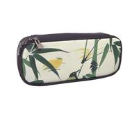 BNVSADC Birds Landed on Branches Printed Leather Pencil Pen Case & Makeup Bag - Stylish Pencil Bag Stationery Organizer Pouch for School Office Travel