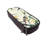 BNVSADC Birds Landed on Branches Printed PU Leather Flip Pencil Case, Cute Pencil Box Pen Bag Stationery Organizer Makeup Bag for School Office Travel