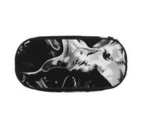 BNVSADC Black and White Human Skull Printed Pencil Case Cute Pencil Bag Pen Pouch Large Stationery Organizer Makeup Bag for Teen Boys Girls School Students Office