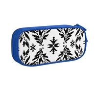 BNVSADC Black and White Leaves Printed Pencil Case Large Pen Bag Cute Pencil Box Pouch Office School Stationery Organizer for Girls Boys, Blue