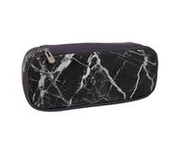 BNVSADC Black and White Marble Printed Leather Pencil Pen Case & Makeup Bag - Stylish Pencil Bag Stationery Organizer Pouch for School Office Travel