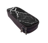 BNVSADC Black and White Marble Printed PU Leather Flip Pencil Case, Cute Pencil Box Pen Bag Stationery Organizer Makeup Bag for School Office Travel