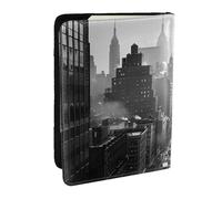 BNVSADC Black and White New York Printed Passport Holder Travel PU Leather Passport Cover Case Organiser for Men Women, 6.5 inch