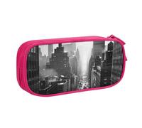 BNVSADC Black and White New York Printed Pencil Case Large Pen Bag Cute Pencil Box Pouch Office School Stationery Organizer for Girls Boys, Pink