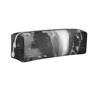 BNVSADC Black and White New York Printed Pencil Case Leather Pencil Pouch Cute Stationery Pencil Pen Bag with Zipper for School Office Travel