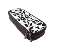 BNVSADC Black and White Pattern Printed PU Leather Flip Pencil Case, Cute Pencil Box Pen Bag Stationery Organizer Makeup Bag for School Office Travel