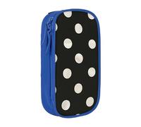 BNVSADC Black and White Polka Dot Printed Pencil Case for Girls Boys, Large Capacity Pencil Pouch Cute Pencil Box Adult Makeup Bag with 2 Compartments, Blue