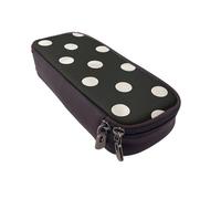 BNVSADC Black and White Polka Dot Printed PU Leather Flip Pencil Case, Cute Pencil Box Pen Bag Stationery Organizer Makeup Bag for School Office Travel
