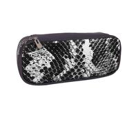 BNVSADC Black and White Snake Skin Printed Leather Pencil Pen Case & Makeup Bag - Stylish Pencil Bag Stationery Organizer Pouch for School Office Travel