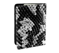 BNVSADC Black and White Snake Skin Printed Passport Holder Travel PU Leather Passport Cover Case Organiser for Men Women, 6.5 inch
