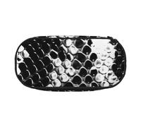 BNVSADC Black and White Snake Skin Printed Pencil Case Cute Pencil Bag Pen Pouch Large Stationery Organizer Makeup Bag for Teen Boys Girls School Students Office