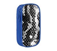 BNVSADC Black and White Snake Skin Printed Pencil Case for Girls Boys, Large Capacity Pencil Pouch Cute Pencil Box Adult Makeup Bag with 2 Compartments, Blue