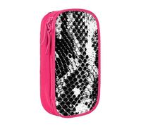 BNVSADC Black and White Snake Skin Printed Pencil Case for Girls Boys, Large Capacity Pencil Pouch Cute Pencil Box Adult Makeup Bag with 2 Compartments, Pink