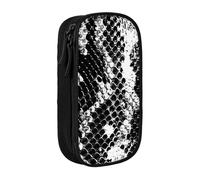BNVSADC Black and White Snake Skin Printed Pencil Case for Girls Boys, Large Capacity Pencil Pouch Cute Pencil Box Adult Makeup Bag with 2 Compartments, Black