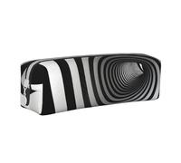 BNVSADC Black and White Stripe Printed Pencil Case Leather Pencil Pouch Cute Stationery Pencil Pen Bag with Zipper for School Office Travel