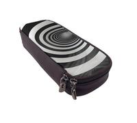 BNVSADC Black and White Stripe Printed PU Leather Flip Pencil Case, Cute Pencil Box Pen Bag Stationery Organizer Makeup Bag for School Office Travel