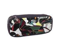 BNVSADC Black Dogs Dachshund Dog Printed Leather Pencil Pen Case & Makeup Bag - Stylish Pencil Bag Stationery Organizer Pouch for School Office Travel