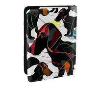 BNVSADC Black Dogs Dachshund Dog Printed Passport Holder Travel PU Leather Passport Cover Case Organiser for Men Women, 6.5 inch