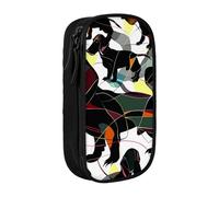 BNVSADC Black Dogs Dachshund Dog Printed Pencil Case for Girls Boys, Large Capacity Pencil Pouch Cute Pencil Box Adult Makeup Bag with 2 Compartments, Black