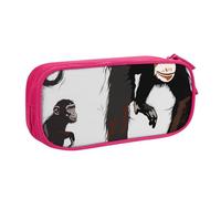 BNVSADC Black Gibbon Monkey Printed Pencil Case Large Pen Bag Cute Pencil Box Pouch Office School Stationery Organizer for Girls Boys, Pink