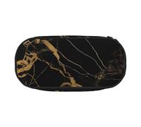 BNVSADC Black Gold Marble Printed Pencil Case Cute Pencil Bag Pen Pouch Large Stationery Organizer Makeup Bag for Teen Boys Girls School Students Office