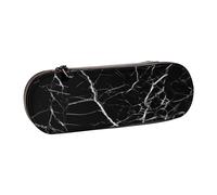 BNVSADC Black Marble Printed Leather Pencil Pen Case & Makeup Bag - Stylish Hard Shell Pencil Bag Stationery Organizer Pouch for School Office Travel
