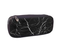 BNVSADC Black Marble Printed Leather Pencil Pen Case & Makeup Bag - Stylish Pencil Bag Stationery Organizer Pouch for School Office Travel