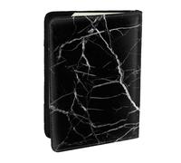 BNVSADC Black Marble Printed Passport Holder Travel PU Leather Passport Cover Case Organiser for Men Women, 6.5 inch
