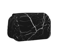 BNVSADC Black Marble Printed Print Flip Top Double Layer Pencil Case - Large Capacity School Supplies Organizer for Students, Kids, Teens, Artists, Travel & Office Use