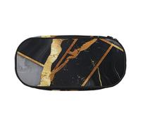 BNVSADC Black Marble Texture Gold Printed Pencil Case Cute Pencil Bag Pen Pouch Large Stationery Organizer Makeup Bag for Teen Boys Girls School Students Office