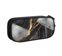 BNVSADC Black Marble Texture Gold Printed Pencil Case Large Pen Bag Cute Pencil Box Pouch Office School Stationery Organizer for Girls Boys, Black
