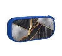 BNVSADC Black Marble Texture Gold Printed Pencil Case Large Pen Bag Cute Pencil Box Pouch Office School Stationery Organizer for Girls Boys, Blue