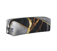 BNVSADC Black Marble Texture Gold Printed Pencil Case Leather Pencil Pouch Cute Stationery Pencil Pen Bag with Zipper for School Office Travel