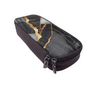 BNVSADC Black Marble Texture Gold Printed PU Leather Flip Pencil Case, Cute Pencil Box Pen Bag Stationery Organizer Makeup Bag for School Office Travel