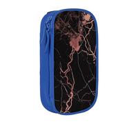 BNVSADC Black Rose Gold Marble Printed Pencil Case for Girls Boys, Large Capacity Pencil Pouch Cute Pencil Box Adult Makeup Bag with 2 Compartments, Blue
