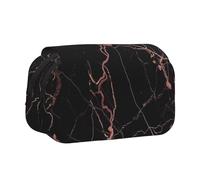 BNVSADC Black Rose Gold Marble Printed Print Flip Top Double Layer Pencil Case - Large Capacity School Supplies Organizer for Students, Kids, Teens, Artists, Travel & Office Use