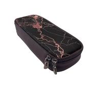 BNVSADC Black Rose Gold Marble Printed PU Leather Flip Pencil Case, Cute Pencil Box Pen Bag Stationery Organizer Makeup Bag for School Office Travel