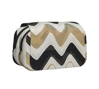 BNVSADC Black White Stripes Printed Print Flip Top Double Layer Pencil Case - Large Capacity School Supplies Organizer for Students, Kids, Teens, Artists, Travel & Office Use
