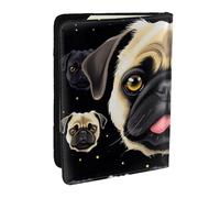 BNVSADC Black Yellow Pug Printed Passport Holder Travel PU Leather Passport Cover Case Organiser for Men Women, 6.5 inch