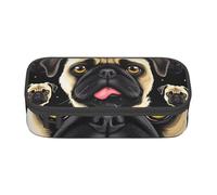 BNVSADC Black Yellow Pug Printed Pencil Case Cute Pencil Box Bag Pen Pouch Office School Stationery Organizer for School Travel Work