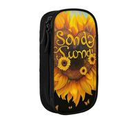 BNVSADC Blessed to Be Called Nana Sunflower Printed Pencil Case for Girls Boys, Large Capacity Pencil Pouch Cute Pencil Box Adult Makeup Bag with 2 Compartments, Black