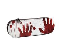 BNVSADC Bloody Handprints Printed Leather Pencil Pen Case & Makeup Bag - Stylish Hard Shell Pencil Bag Stationery Organizer Pouch for School Office Travel