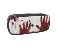 BNVSADC Bloody Handprints Printed Leather Pencil Pen Case & Makeup Bag - Stylish Pencil Bag Stationery Organizer Pouch for School Office Travel