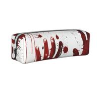 BNVSADC Bloody Handprints Printed Pencil Case Leather Pencil Pouch Cute Stationery Pencil Pen Bag with Zipper for School Office Travel
