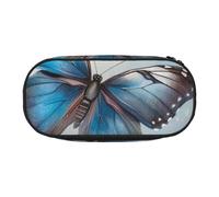 BNVSADC Blue Butterfly On Blossom Flower Printed Pencil Case Cute Pencil Bag Pen Pouch Large Stationery Organizer Makeup Bag for Teen Boys Girls School Students Office