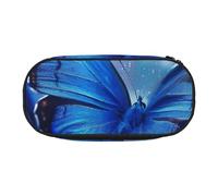 BNVSADC Blue Butterfly Printed Pencil Case Cute Pencil Bag Pen Pouch Large Stationery Organizer Makeup Bag for Teen Boys Girls School Students Office