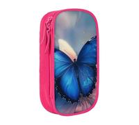 BNVSADC Blue Butterfly Printed Pencil Case for Girls Boys, Large Capacity Pencil Pouch Cute Pencil Box Adult Makeup Bag with 2 Compartments, Pink