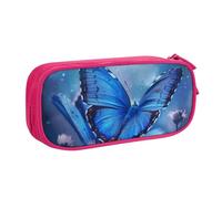 BNVSADC Blue Butterfly Printed Pencil Case Large Pen Bag Cute Pencil Box Pouch Office School Stationery Organizer for Girls Boys, Pink